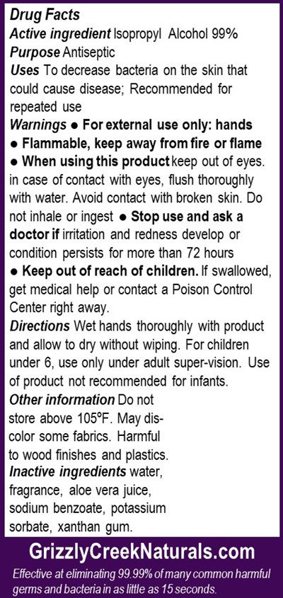 GCN - Sanitizer - 8oz - Huckleberry BACK.jpg 8 oz back label - GCN Sanitizer 8oz Huckleberry BACK